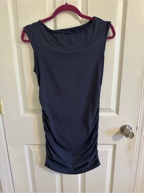 Sleeveless Navy Blue Ruched Women’s Dress